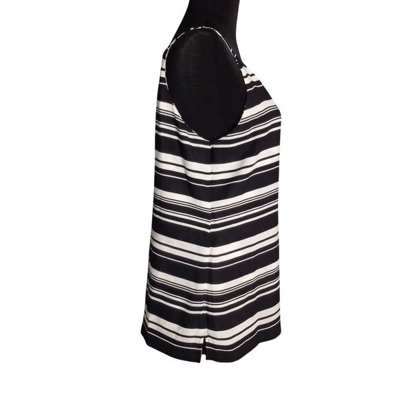 WHBM S Tank Top Reversible Sleeveless Floral Striped Print Black White V Neck - Picture 9 of 12